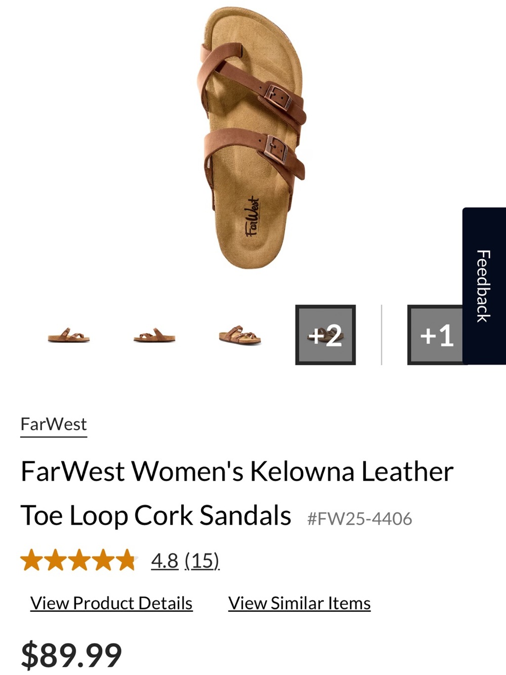 Farwest Kelowna Leather Cork Sandals size 8 - NEW